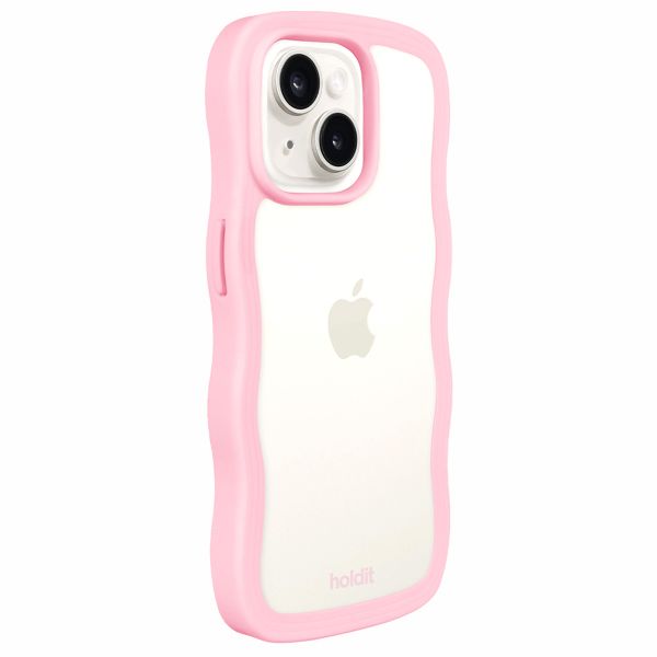 Holdit Coque Wavy Apple iPhone 17e / 16e / 15 / 14 / 13 - Transparent / Pink