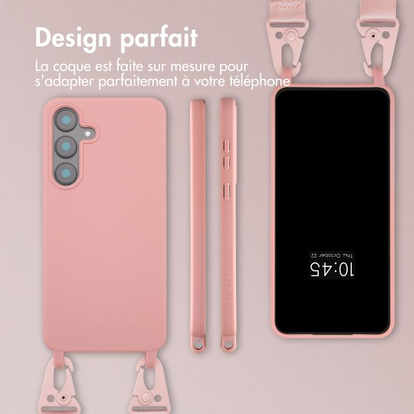 Selencia Coque silicone avec cordon amovible Samsung Galaxy S25 FE - Sand Pink