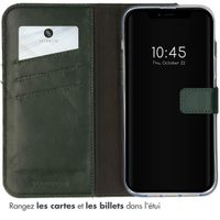 Selencia Étui portefeuille en cuir véritable Apple iPhone 14 Plus - Vert