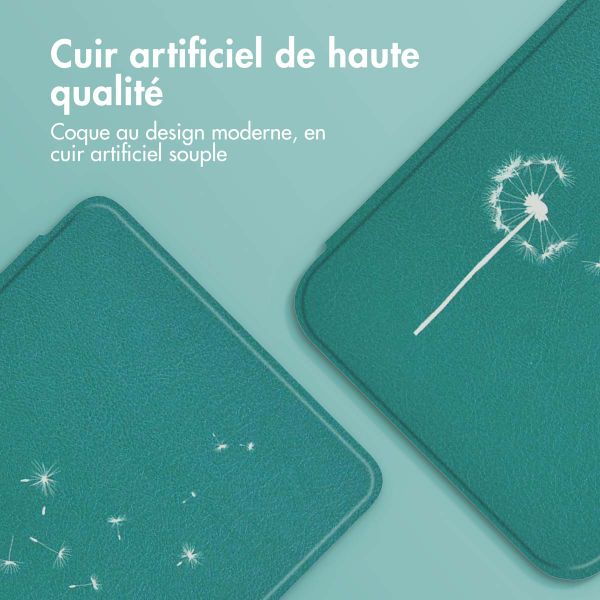 imoshion Design Slim Hard Case Sleepcover Kobo Clara Colour / BW - Green Dandelion