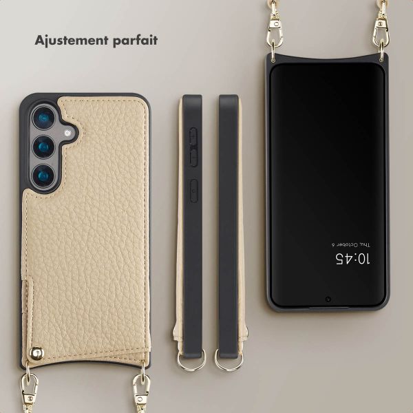 Selencia Coque de télephone Nova avec cordon et porte-cartes Samsung Galaxy S24 - Beige