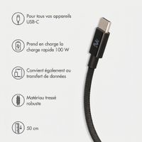 imoshion Câble USB-C vers USB-C Tressé 100 W - 0,5 mètre - Noir