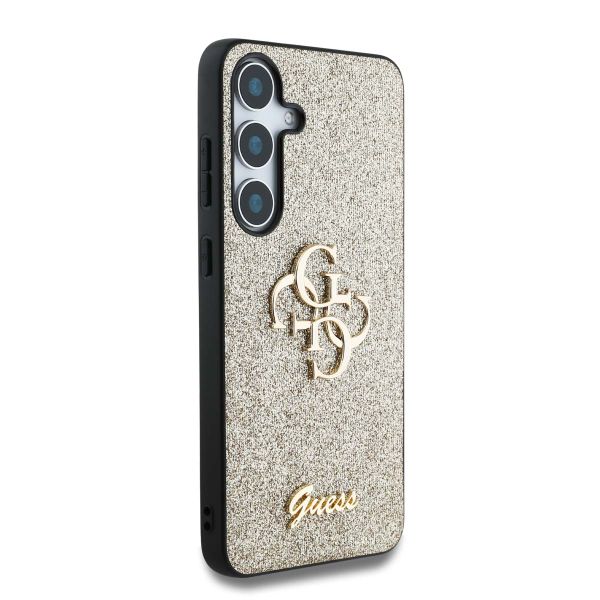 Guess Coque 4G Metal Logo Glitter Samsung Galaxy S25 Plus - Doré