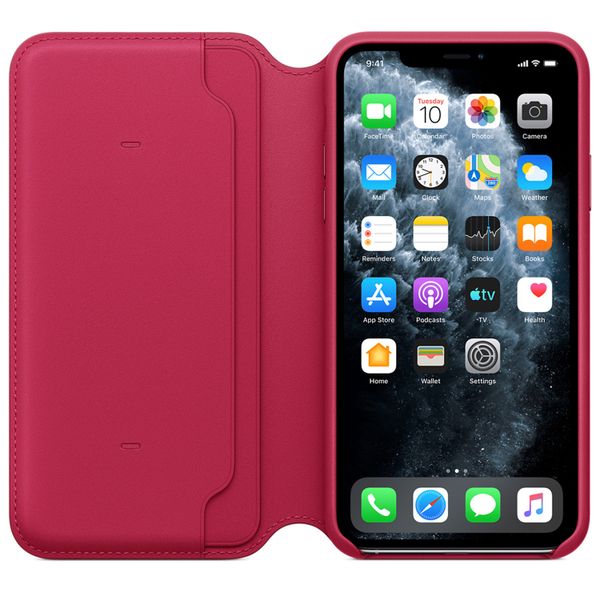 Apple Étui de télephone portefeuille Leather Folio Apple iPhone 11 Pro Max - Red Raspberry