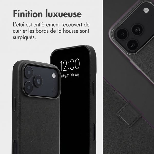 Accezz Étui de télephone portefeuille en cuir 2-en-1 avec MagSafe Apple iPhone 18 Pro / 17 Pro - Onyx Black