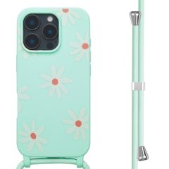 imoshion Coque design en silicone avec cordon Apple iPhone 16 Pro Max - Green Flower Distance