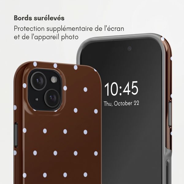Selencia Coque arrière Vivid avec MagSafe Apple iPhone 15 - Happy Dots Chocolate