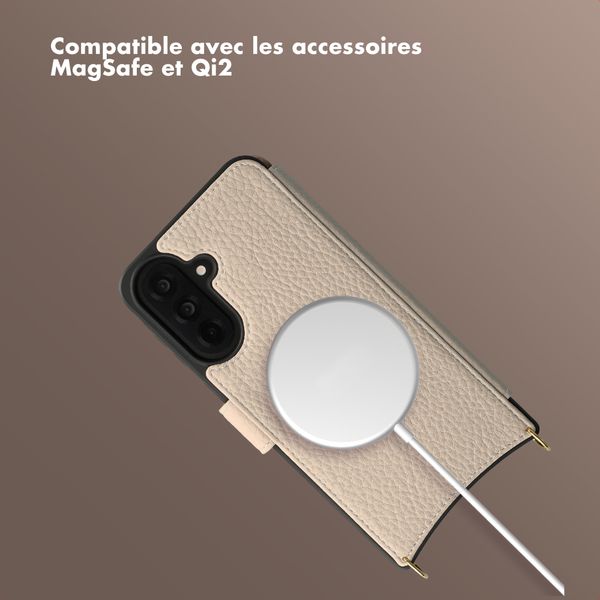 Selencia Étui Riva avec MagSafe et cordon de téléphone Samsung Galaxy A37 (5G) - Beige