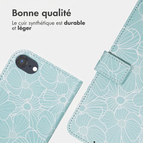 imoshion Étui de télephone portefeuille Design Apple iPhone SE (2022 / 2020) / 8 / 7 / 6(s) - Botanica