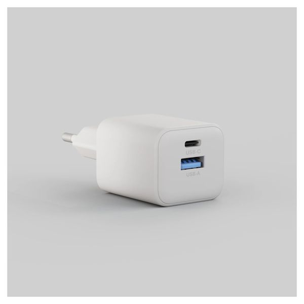 Zens Chargeur compact USB-C / USB-A 30W - Adaptateur secteur - Blanc