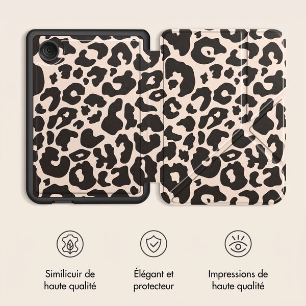 imoshion Étui de liseuse portefeuille design Pliable Kobo Clara Colour / BW - Leopard