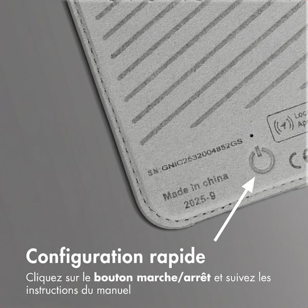 Accezz Porte-cartes en cuir magnétique - Compatible avec Apple Find My - Light Grey