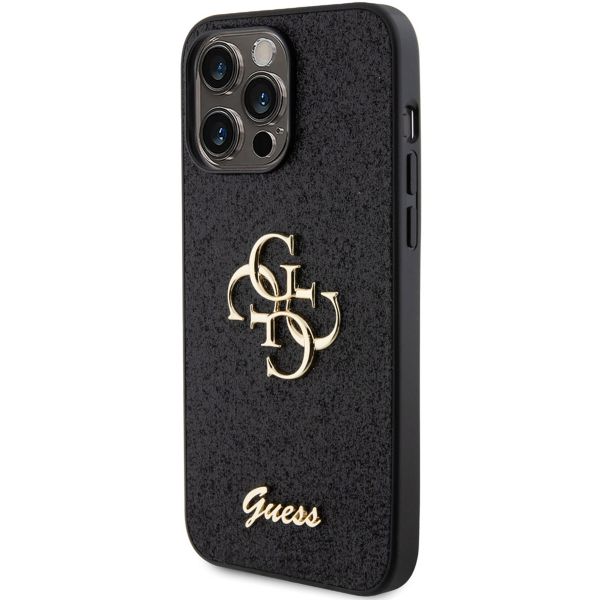 Guess Coque 4G Metal Logo Glitter Apple iPhone 15 Pro Max - Noir