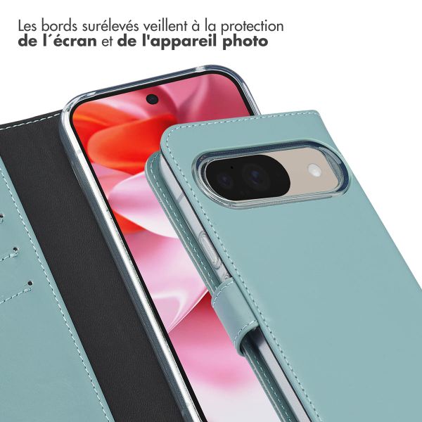 Selencia Étui portefeuille en cuir véritable Google Pixel 10 / 10 Pro - Air Blue