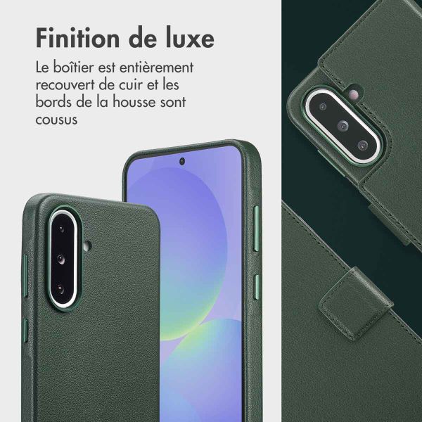 Accezz Étui de télephone portefeuille en cuir 2-en-1 avec MagSafe Samsung Galaxy A36 / A56 - Cedar Green