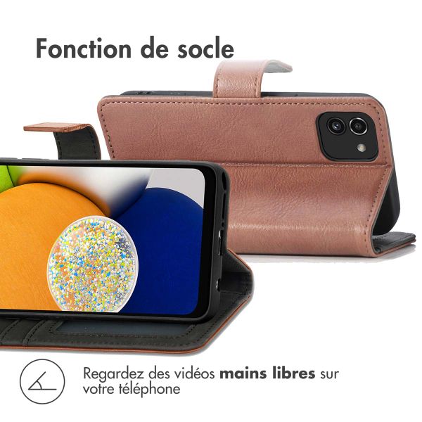 imoshion Étui de télephone portefeuille de luxe Samsung Galaxy A03 - Marron