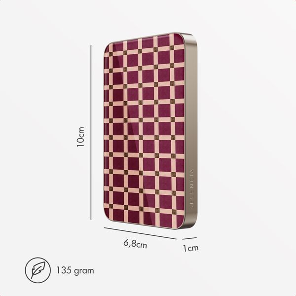 Selencia Powerbank Vivid 5 000 mAh - MagSafe et Qi - Desert Gold / Check This Burgundy