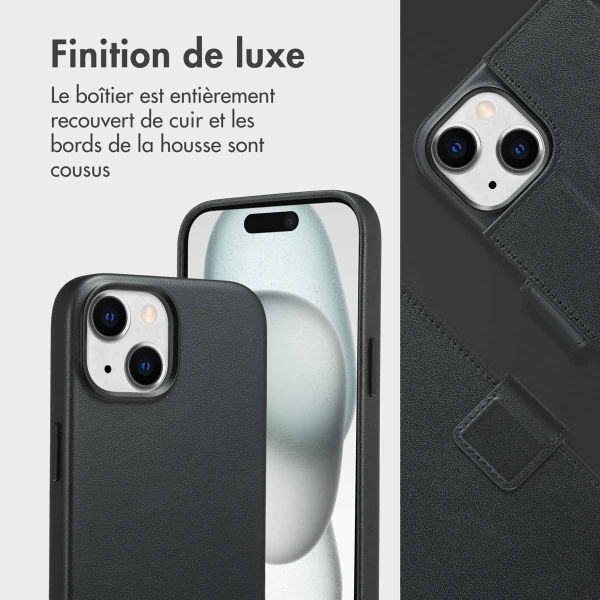 Accezz Étui de télephone portefeuille en cuir 2-en-1 avec MagSafe Apple iPhone 15 - Onyx Black