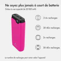 imoshion Batterie externe 20 000 mAh - Chargeur rapide 22,5 W - USB-C / USB-A - Rose vif