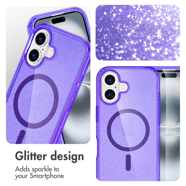 imoshion Coque Pailletée avec MagSafe Apple iPhone 16 - Paillettes Violet