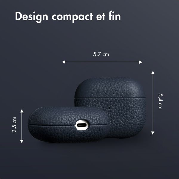 Accezz Coque en cuir véritable  Apple Airpods 3 - Bleu foncé