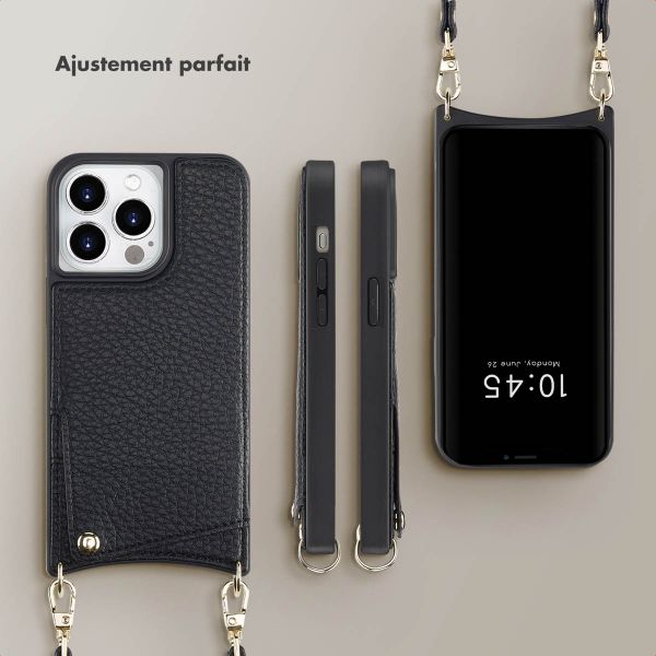 Selencia Coque de télephone Nova avec cordon et porte-cartes Apple iPhone 14 Pro - Noir