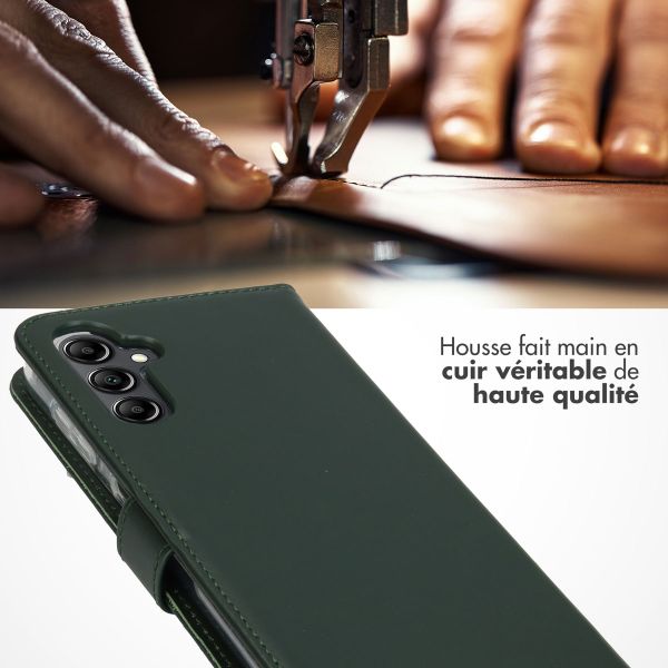 Selencia Étui portefeuille en cuir véritable Samsung Galaxy A14 (5G/4G) - Vert