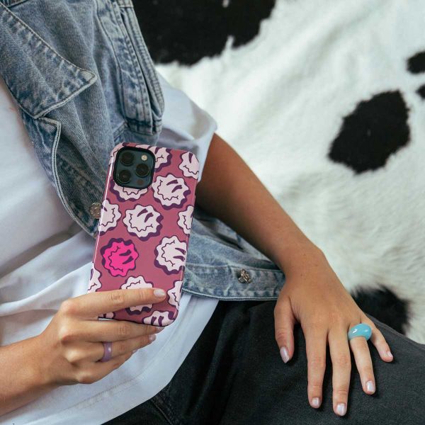 Selencia Coque arrière Vivid Apple iPhone 11 - Wavy Smiley Pink