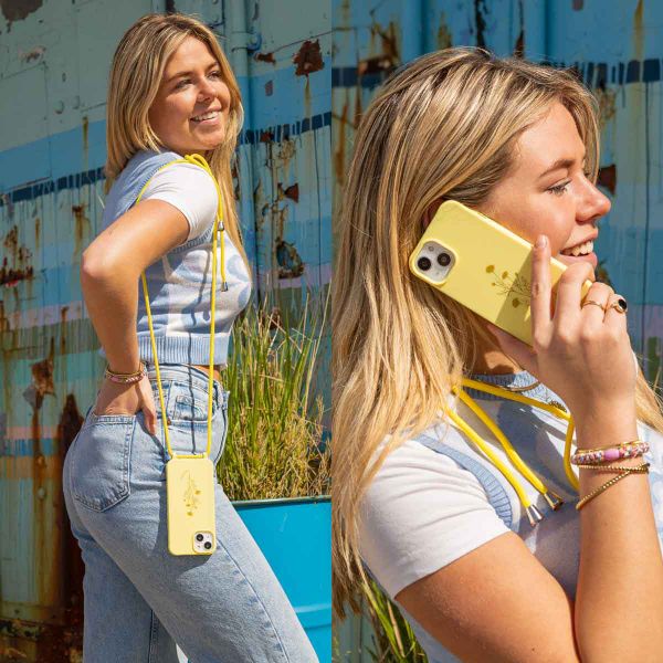 imoshion Coque design en silicone avec cordon Apple iPhone 12 (Pro) - Flower Yellow