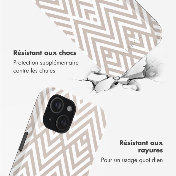 Selencia Coque arrière Vivid avec MagSafe Apple iPhone 15 - Beige Zigzag
