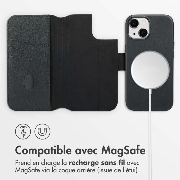 Accezz Étui de télephone portefeuille en cuir 2-en-1 avec MagSafe Apple iPhone 15 - Onyx Black