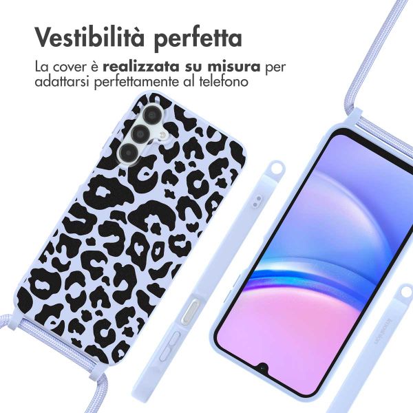 imoshion Coque design en silicone avec cordon Samsung Galaxy A15 (5G/4G) - Animal Lila