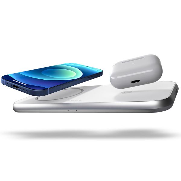 Zens Chargeur sans fil 3-en-1 en aluminium - Chargeur sans fil pour iPhone, Apple AirPods et iPad - Compatible avec MagSafe et Qi2 - Puissance - 45W