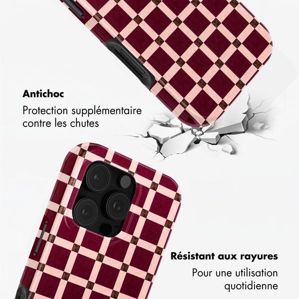 Selencia Coque arrière Vivid avec MagSafe Apple iPhone 16 Pro - Check This Burgundy
