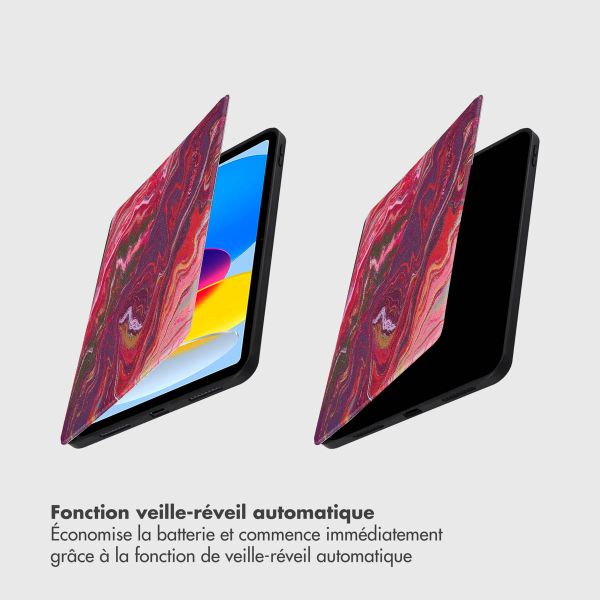 Selencia Coque tablette Vivid Apple iPad 11 (2025) 11 pouces A16 / iPad 10 (2022) 10.9 pouces - Marble Plum