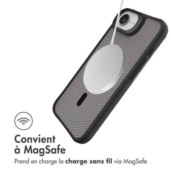 imoshion Rugged Hybrid Carbon Case avec MagSafe Apple iPhone 17e / 16e - Noir