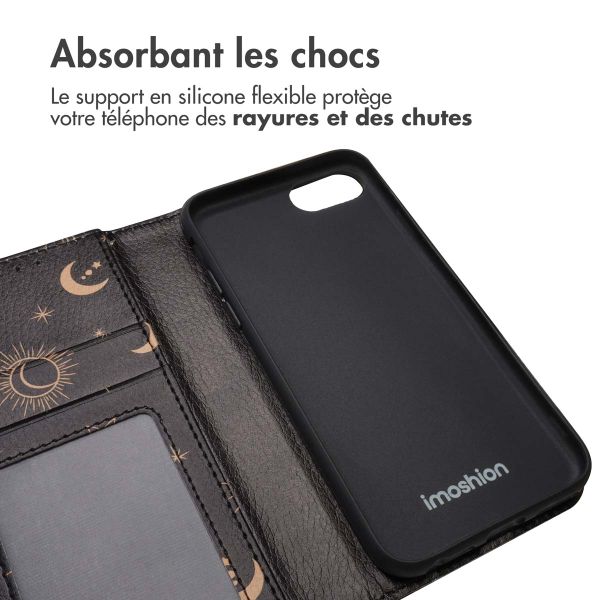 imoshion Étui de télephone portefeuille Design Apple iPhone SE (2022 / 2020) / 8 / 7 / 6(s) - Sky Black