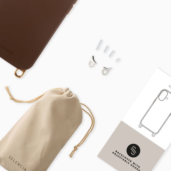 Selencia Coque arrière Rivièra avec MagSafe avec crochets amovibles Apple iPhone 15 Pro - Choco Brown