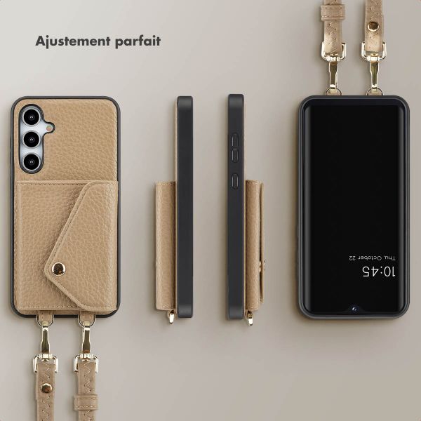 Selencia Coque de télephone Sera avec cordon et porte-cartes enveloppe Samsung Galaxy A35 - Taupe
