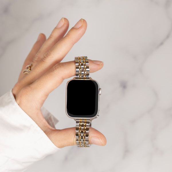 Selencia Bracelet en acier slim style Jubilee Apple Watch | 38/40/41/42 mm - Argent & Or