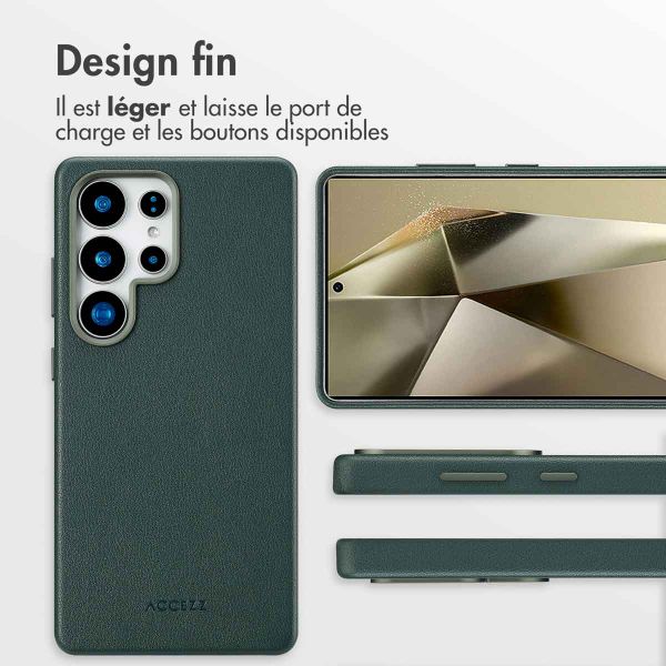 Accezz Coque arrière en cuir avec MagSafe Samsung Galaxy S25 Ultra - Cedar Green