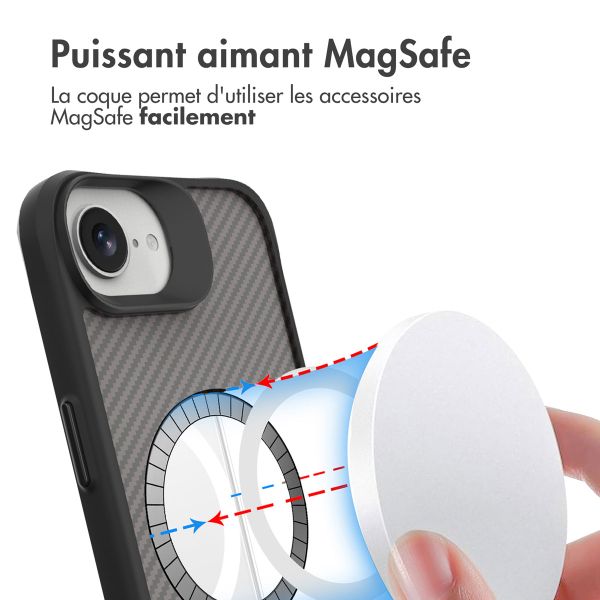 imoshion Rugged Hybrid Carbon Case avec MagSafe Apple iPhone 17e / 16e - Noir