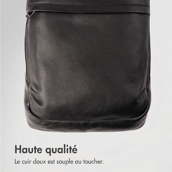 Accezz Leather Sac à dos ordinateur 16 pouces - Noir