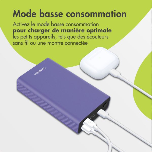imoshion Ultra Series Aluminium Batterie externe 20.000 mAh - Charge rapide jusqu'à 33 watts - Tropical Violet