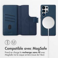 Accezz Étui de télephone portefeuille en cuir 2-en-1 avec MagSafe Samsung Galaxy S25 Ultra - Nightfall Blue