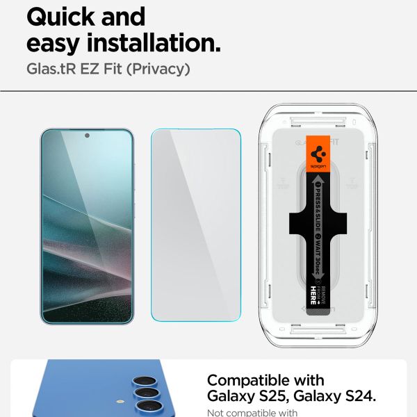 Spigen Protection d'écran en verre trempé GLAStR Privacy Applicator - lot de 2 Samsung Galaxy S25 / S24
