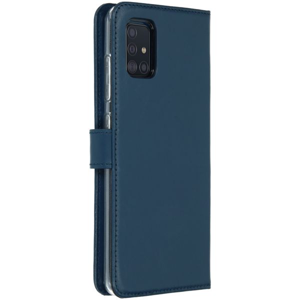 Selencia Étui portefeuille en cuir véritable Samsung Galaxy A51 - Bleu
