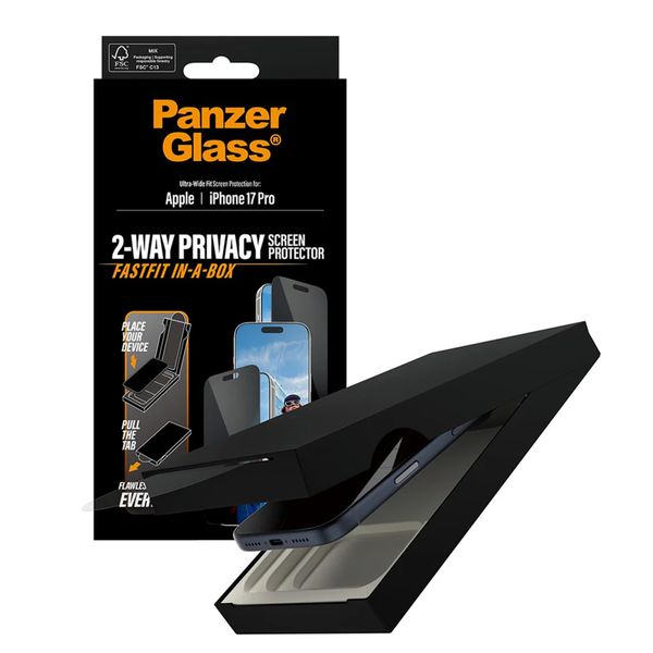 PanzerGlass Ultra Wide Fit FastFit in-a-box Protection d'écran Privacy Apple iPhone 17 Pro