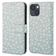 imoshion Étui de télephone portefeuille Design Apple iPhone 14 - Smoke Green Flowers