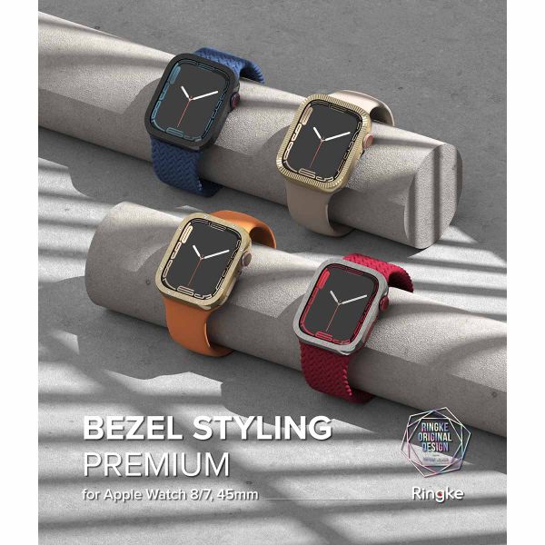 Ringke Style de lunette Apple Watch 7 / 8 / 9 - 45 mm - Hairline Bolts Silver